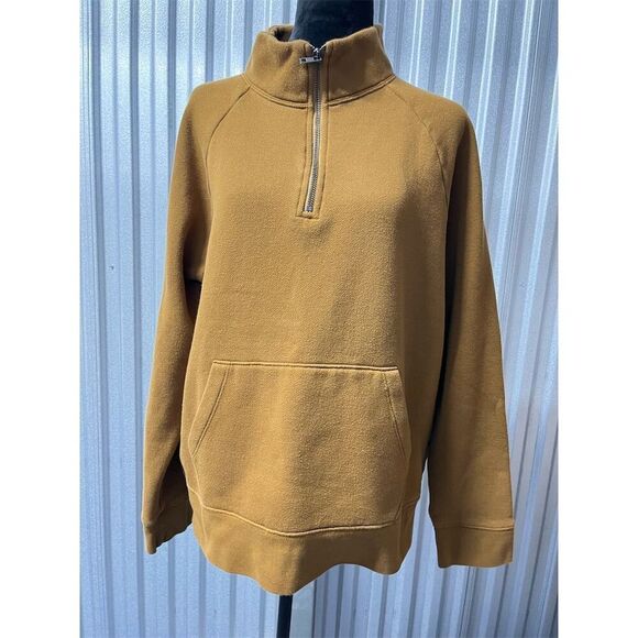 Madewell‎ MWL Half-Zip Pullover Sweatshirt Size M Long Sleeve Kangaroo Pocket - Picture 6 of 11